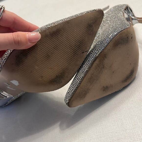 Steve Madden Callen Silver Rhinestone Ankle Pointed Toe 4.35" Mirror Heel 8 Boot - Picture 4 of 15